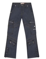 Godspeed Rockstar Flare Cargo Raw Denim Pant(Blue)