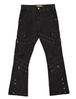 Godspeed Rockstar Flare Cargo Raw Denim Pant(Black)