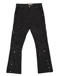 Godspeed Rockstar Flare Cargo Raw Denim Pant(Black)